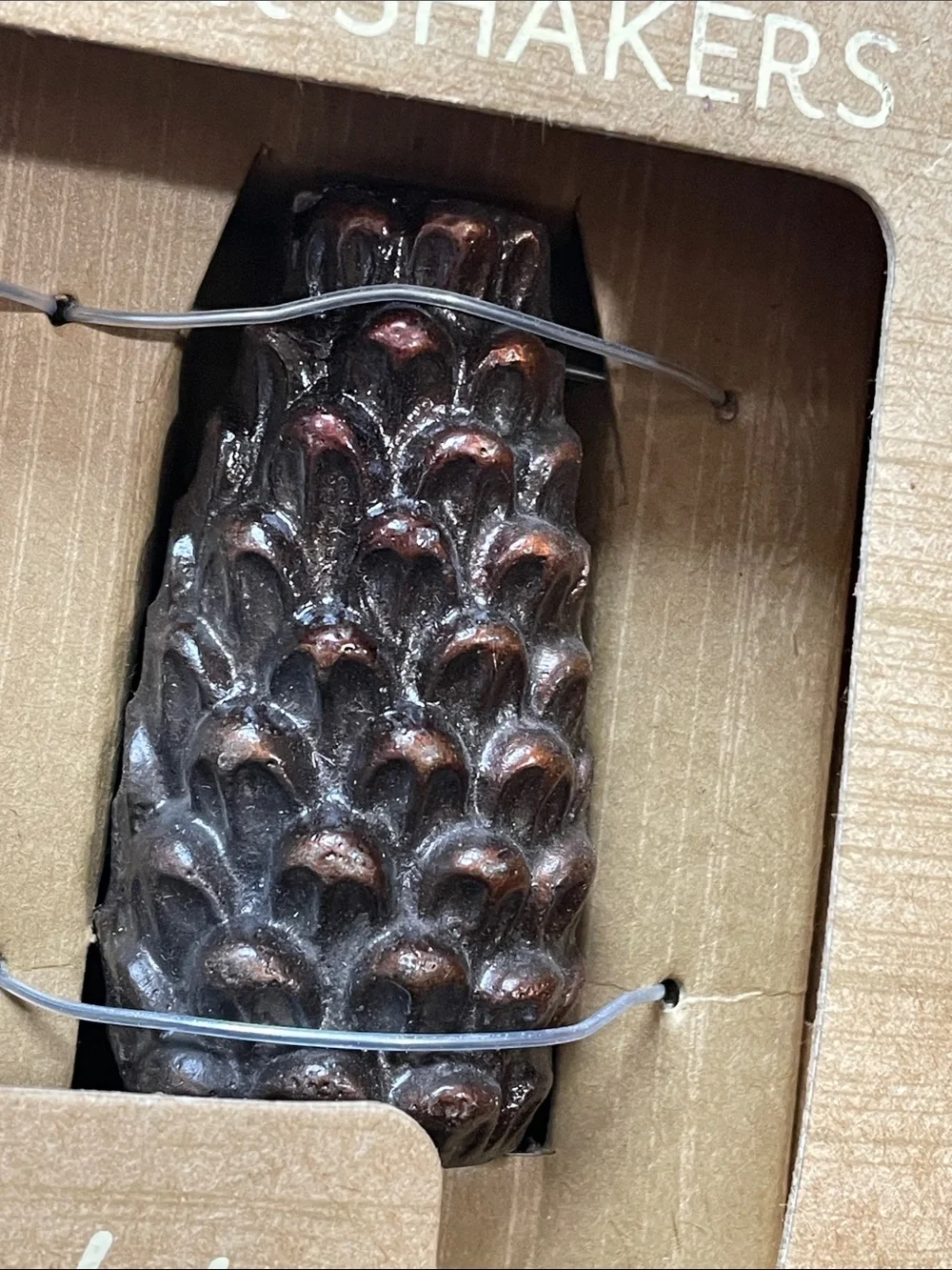 Sur la Table Pinecone Salt & Pepper Shakers. Bronze. NEW!!